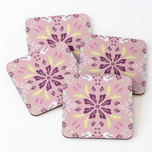 Item preview, Folksy floral pattern on pink designed and sold by anaskwi.