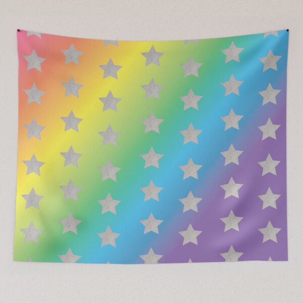 Item preview, Silver Stars On Neon Rainbow designed and sold by ColorZoo.