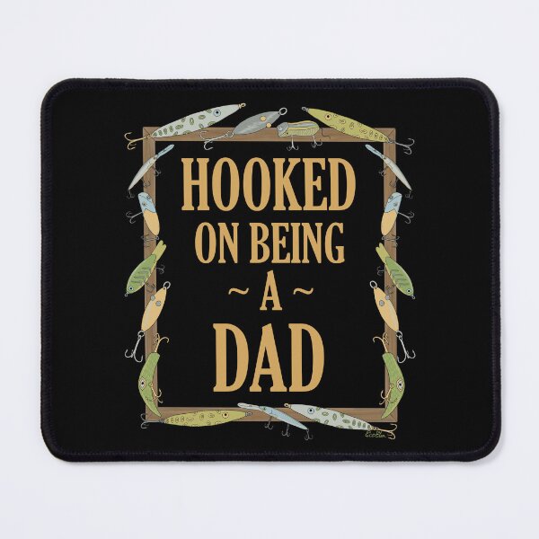 Item preview, Hooked on being a Dad - Dad Fishing Lure Design - Fishing Lures Border - Black designed and sold by EcoElsa.