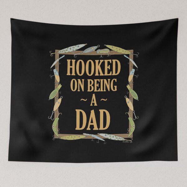 Item preview, Hooked on being a Dad - Dad Fishing Lure Design - Fishing Lures Border - Black designed and sold by EcoElsa.