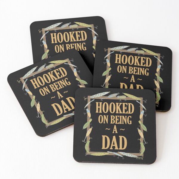 Item preview, Hooked on being a Dad - Dad Fishing Lure Design - Fishing Lures Border - Black designed and sold by EcoElsa.