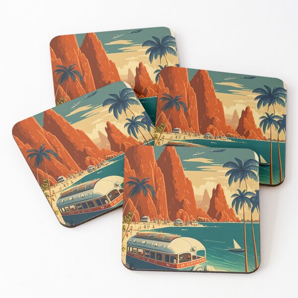 Item preview, Libya Beach Vintage Travel Art Poster designed and sold by OldTravelArt.