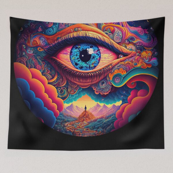 Item preview, Psychedelic all seeing eye v1 round designed and sold by ai-datamancer.