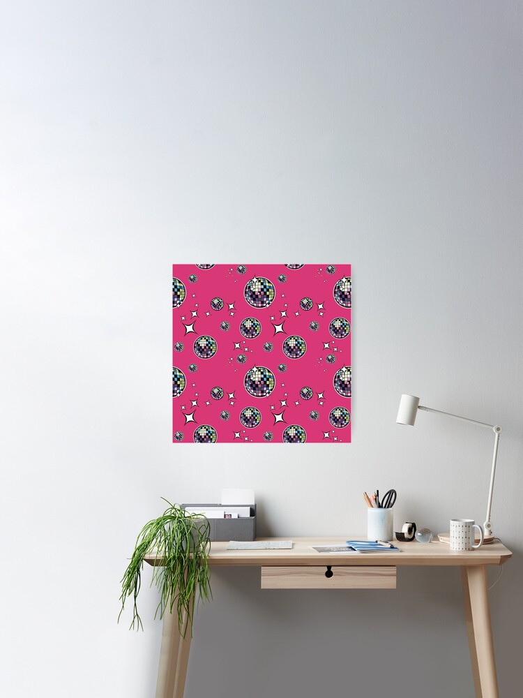 Sparkly Hot Pink Disco balls Poster for Sale by SeanBeDrawin