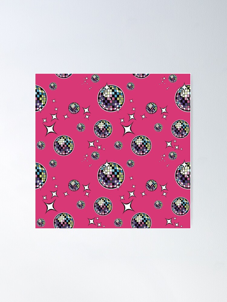 Sparkly Hot Pink Disco balls Poster for Sale by SeanBeDrawin