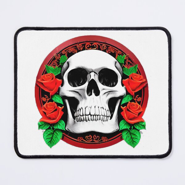 Item preview, A framed skull surrounded with roses designed and sold by AMGstuff.