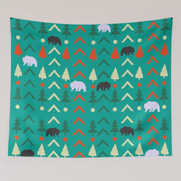 Item preview, Winter bear pattern in green designed and sold by cocodes.
