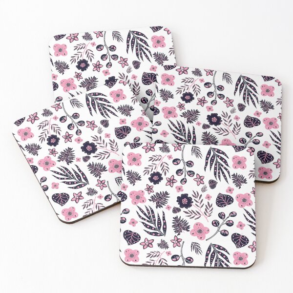 Aperçu de l'œuvre Fleurs de la jungle noire rose créée et vendue par Stikle.