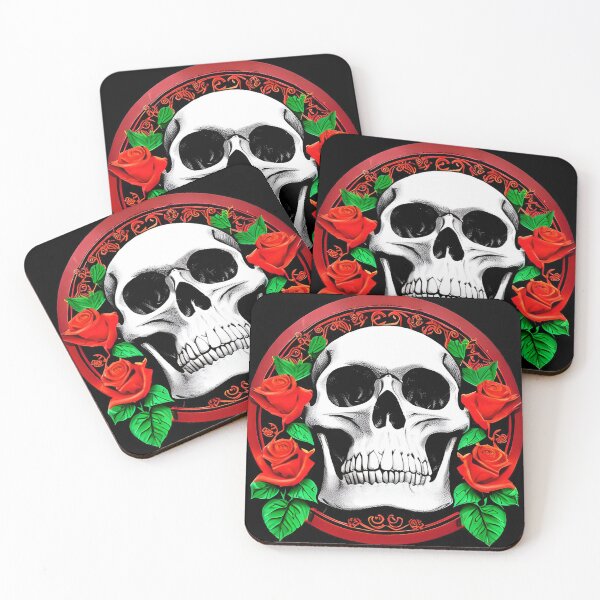 Item preview, A framed skull surrounded with roses designed and sold by AMGstuff.