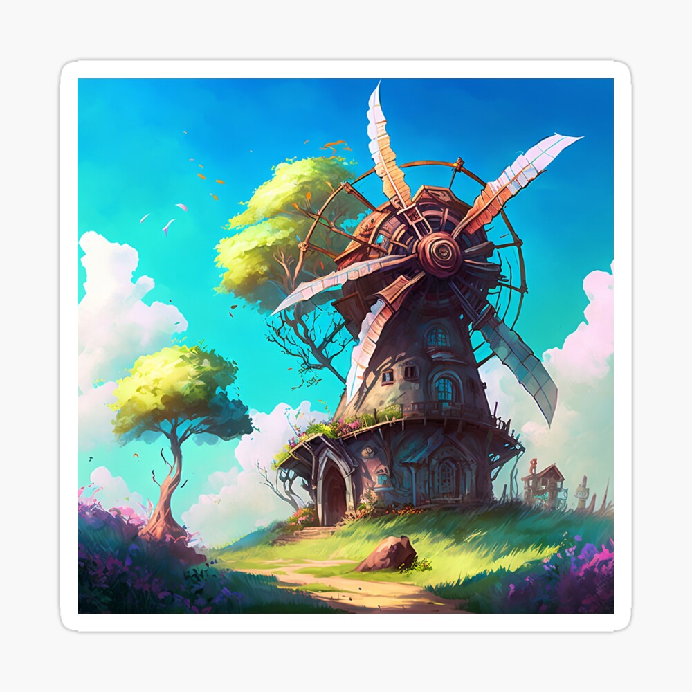Windmill, Ghibli style 🩵 thanks for looking! - - - - #midjourney #aiart  #aiartdaily #midjourneyai #aiartcommunity #aiartist #midjourn... | Instagram
