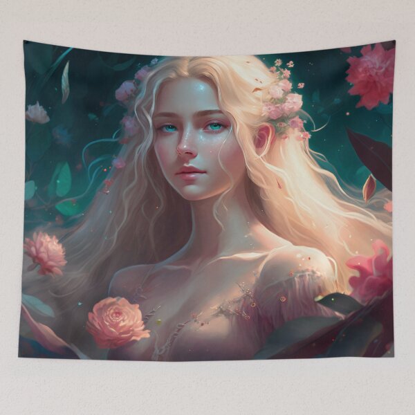 Item preview, Blonde Beauty with Pink Roses designed and sold by oanaunciuleanu.