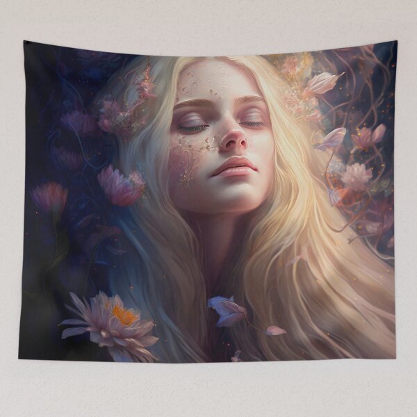 Item preview, Blonde Beauty with Pink Roses designed and sold by oanaunciuleanu.