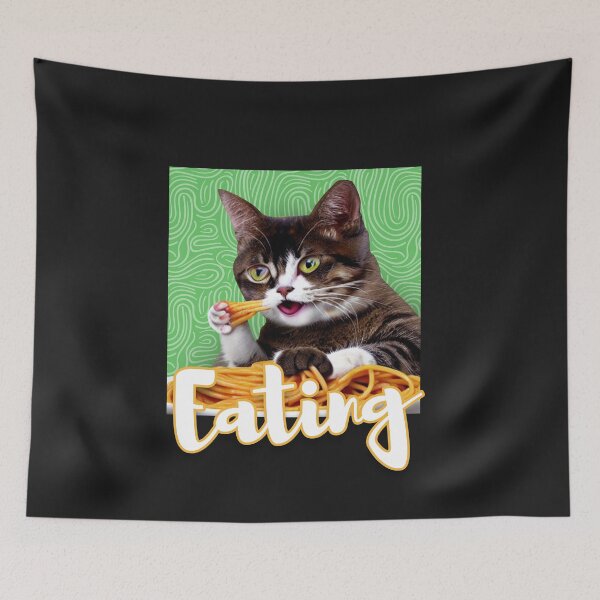 Item preview, Funny Cute  Cat Eating Spaghetti  designed and sold by VIKING  PROJECT.