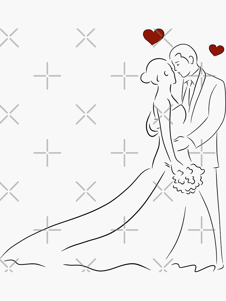 Just married couple leaving the church in a minimalistic line drawing on  Craiyon