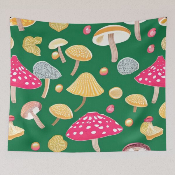 Item preview, Cheerful Cottagecore Mushroom Pattern designed and sold by SquishStitches.