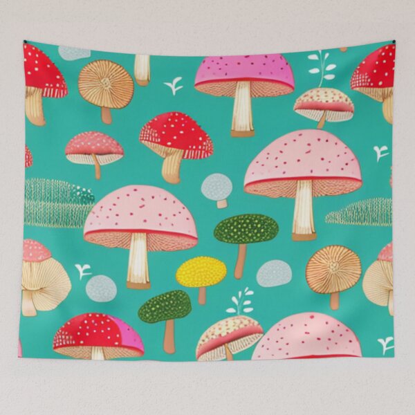 Item preview, Soft Cottagecore Mushroom Pattern designed and sold by SquishStitches.