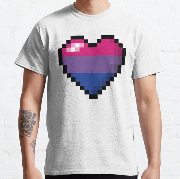 Large Pixel Heart Design in Bisexual Pride Flag Colors Classic T-Shirt