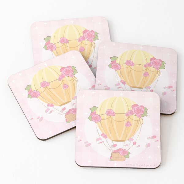 Item preview, Pink Rose Floral Valentine Hot Air Balloon designed and sold by CreativeSprinkleArt.