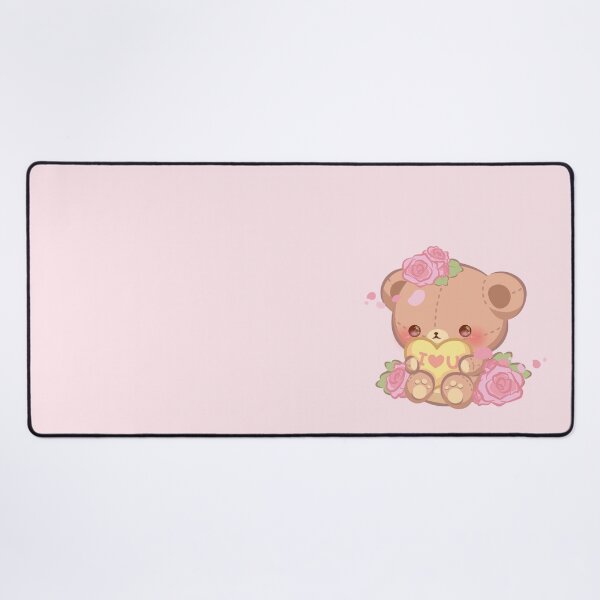 Item preview, Pink Rose Floral Valentine Teddy Bear Hugging a Heart designed and sold by CreativeSprinkleArt.