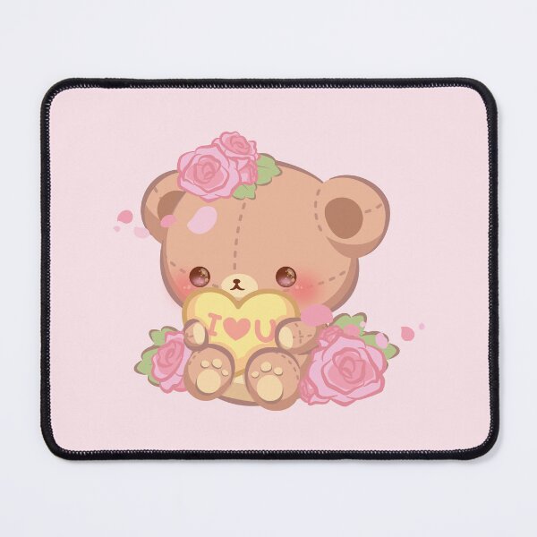 Item preview, Pink Rose Floral Valentine Teddy Bear Hugging a Heart designed and sold by CreativeSprinkleArt.