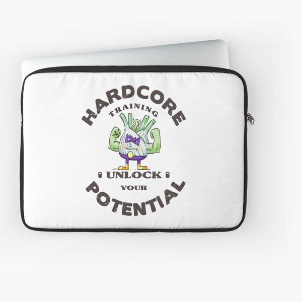 Hardcore Training Unlock Your Potential Funk Up Fennel Double Bicep Bodybuilder Laptop Sleeve