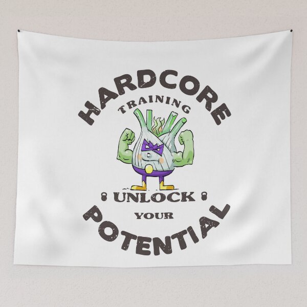 Item preview, Hardcore Training Unlock Your Potential Funk Up Fennel Double Bicep Bodybuilder designed and sold by ProjectX23.