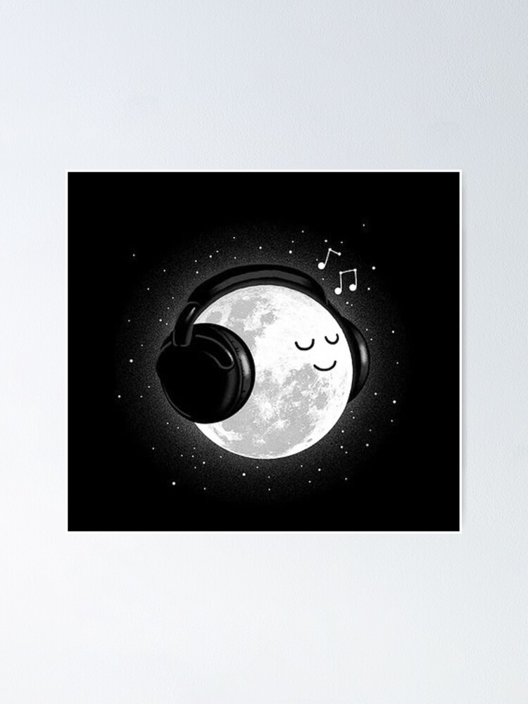 Dream Music Moon with headphones