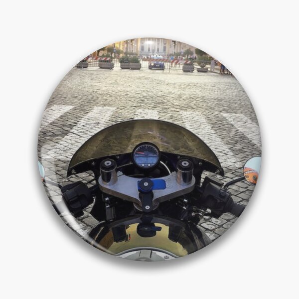 Item preview, Black Motorcycle in Front of Pedestrian Lane With Orange Traffic Light designed and sold by MyTrueLove.