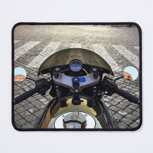 Item preview, Black Motorcycle in Front of Pedestrian Lane With Orange Traffic Light designed and sold by MyTrueLove.