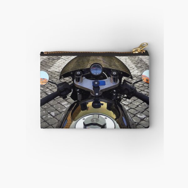 Item preview, Black Motorcycle in Front of Pedestrian Lane With Orange Traffic Light designed and sold by MyTrueLove.