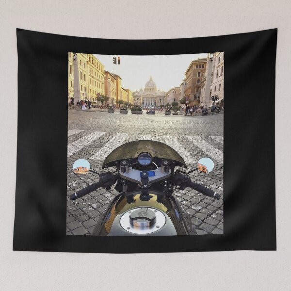 Item preview, Black Motorcycle in Front of Pedestrian Lane With Orange Traffic Light designed and sold by MyTrueLove.