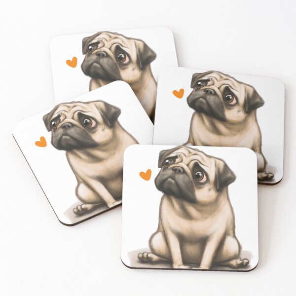 Item preview, Pug Thinking, Struck by Love Pug, Oil Painting designed and sold by Color-Me-Blue.