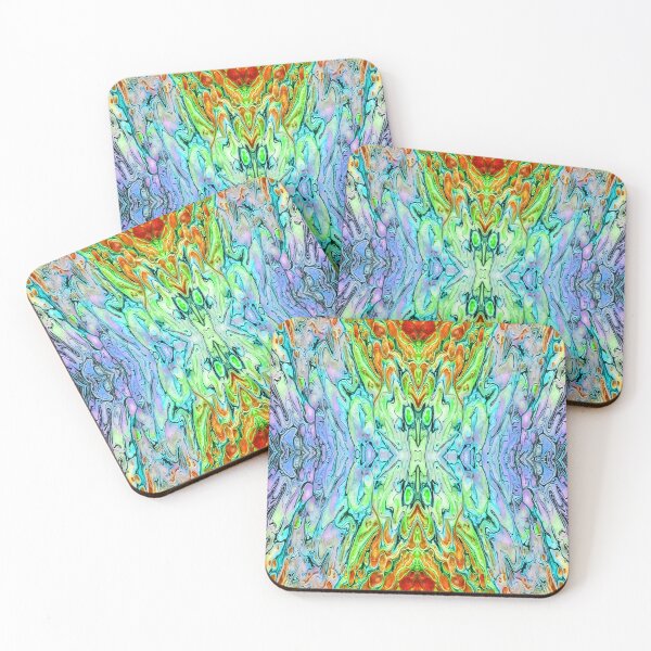 Item preview, Mirrored Abstract in Green Blue Orange Lavender designed and sold by Karen Simon.