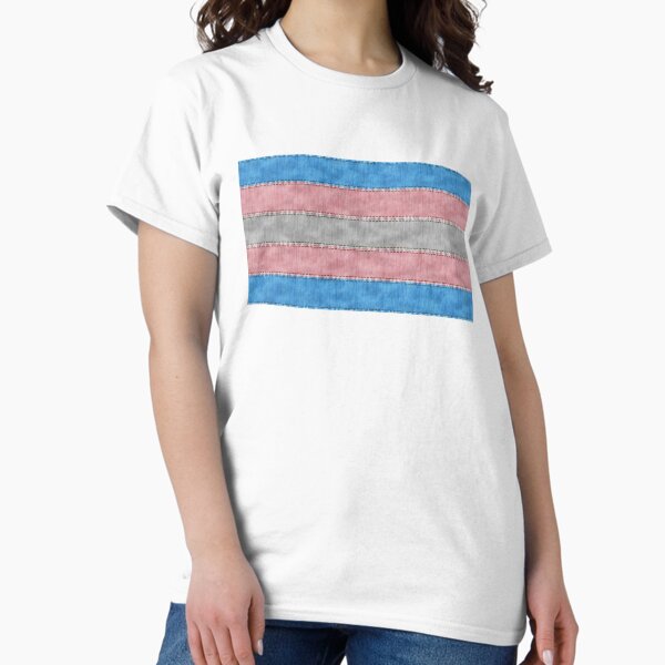 Denim Textured Seamless Transgender Pride Flag Pattern Classic T-Shirt