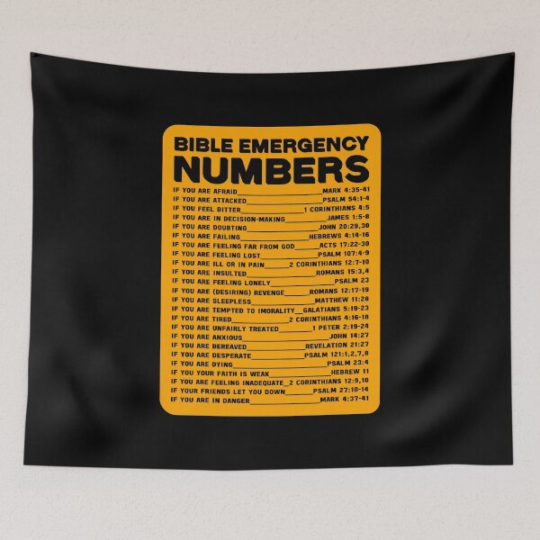 Item preview, BIBLE EMERGENCY NUMBERS DESIGN IN ORANGE COLOR FILL WITH TRANSPARENT TEXT designed and sold by EverLifeApparel.