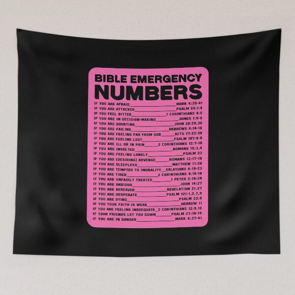 Item preview, BIBLE EMERGENCY NUMBERS DESIGN IN PINK COLOR FILL WITH TRANSPARENT TEXT designed and sold by EverLifeApparel.