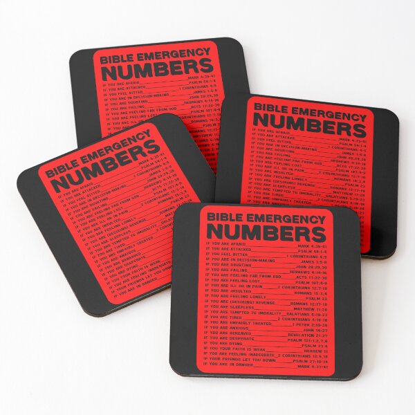 Item preview, BIBLE EMERGENCY NUMBERS DESIGN IN RED COLOR FILL WITH TRANSPARENT TEXT designed and sold by EverLifeApparel.