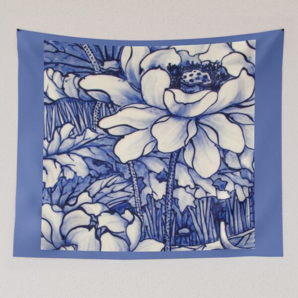 Item preview, Kimono Art With Blue Peony  designed and sold by Wa Wonder.