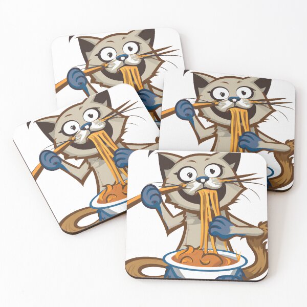 Item preview, cat eating noodles america designed and sold by DailySales8.