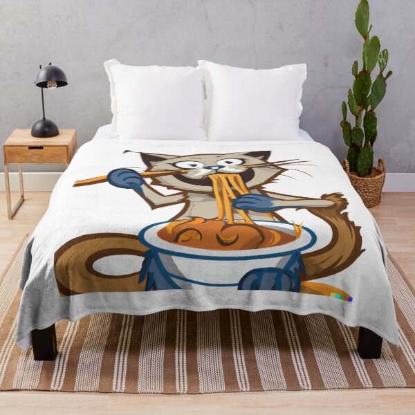 Item preview, cat eating noodles america designed and sold by DailySales8.