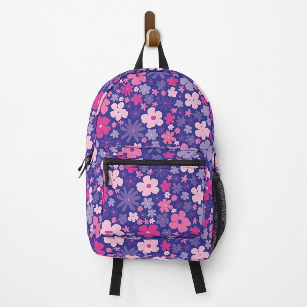 Item preview, retro purple florals, hot pink, groovy 60s pattern, 70s flowers, purple flowers, girly, for teen girl designed and sold by blomastudios.
