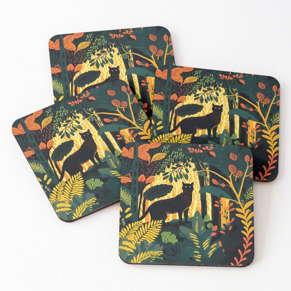 Item preview, Jungle print with black cat designed and sold by Christolamber.