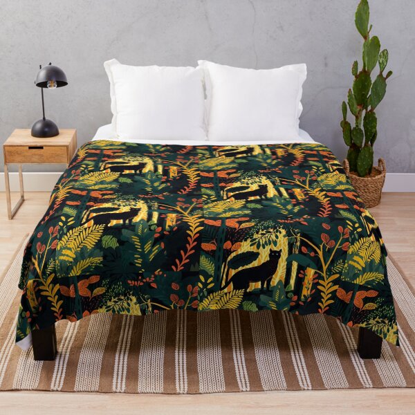Item preview, Jungle print with black cat designed and sold by Christolamber.