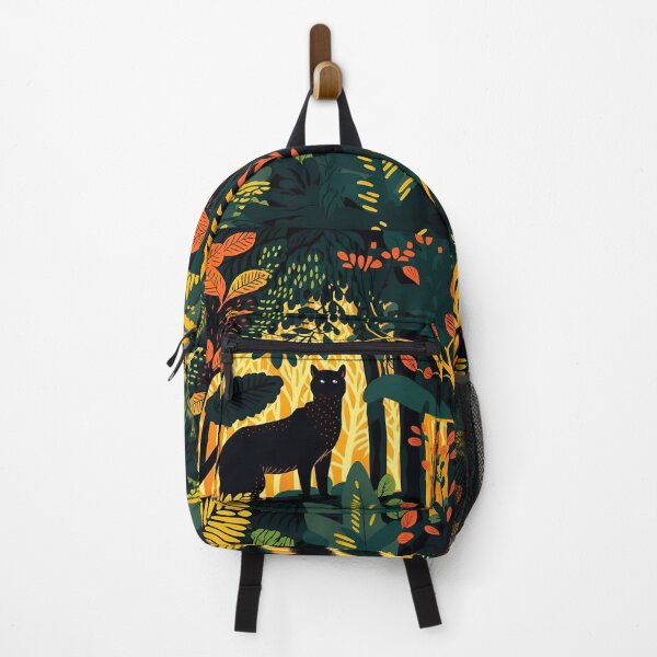 Item preview, Jungle print with black cat designed and sold by Christolamber.