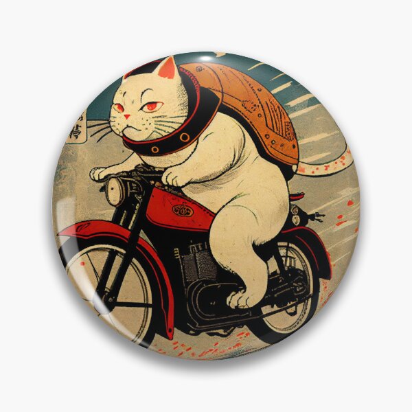 Artikelvorschau, Catsune auf dem Weg zur Arbeit - Retro-Motorrad entworfen und verkauft von mcmtdesigns.