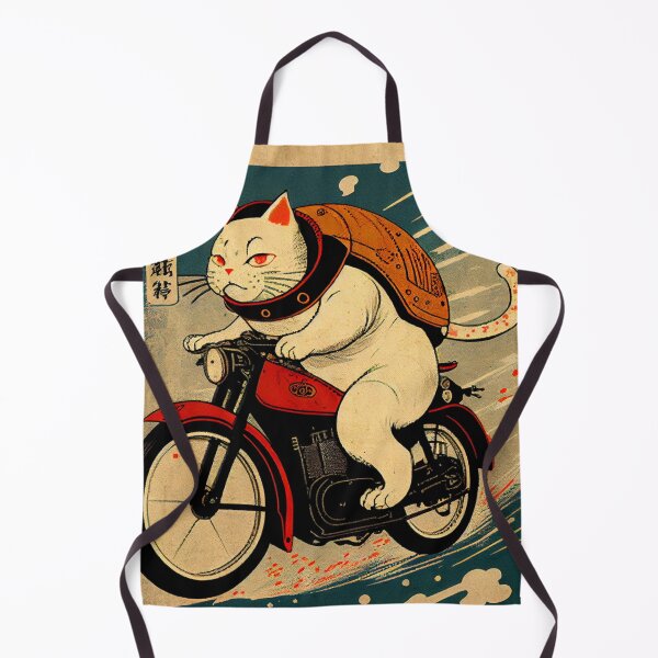 Artikelvorschau, Catsune auf dem Weg zur Arbeit - Retro-Motorrad entworfen und verkauft von mcmtdesigns.