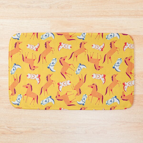 Item preview, Cute Rodeo Horses and Cowboy Boot Pattern (in Yellow) designed and sold by MoonlightMoth.
