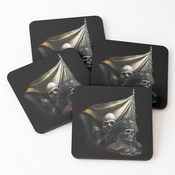 Item preview, Undead skeleton pirate in front of his skull and bones flag designed and sold by Fablemyst.