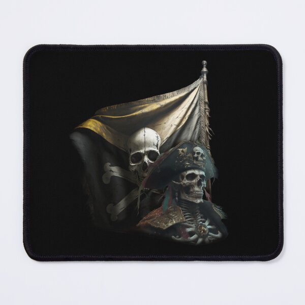 Item preview, Undead skeleton pirate in front of his skull and bones flag designed and sold by Fablemyst.