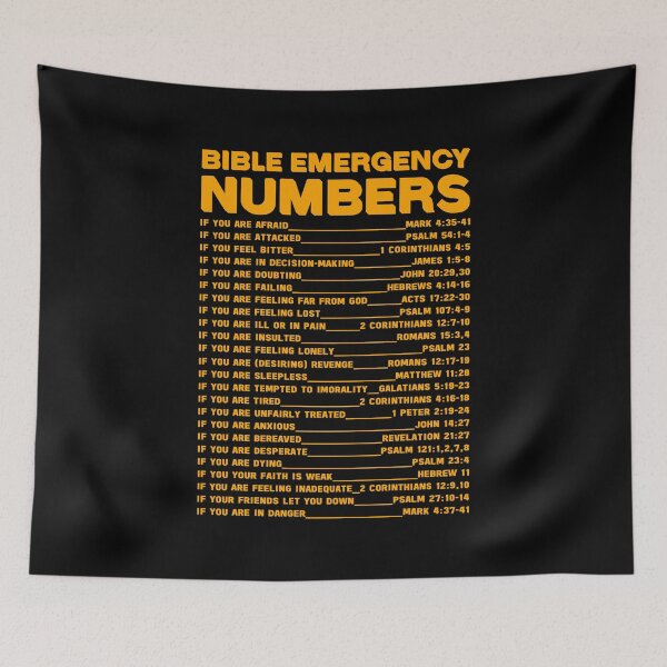 Item preview, BIBLE EMERGENCY NUMBERS DESIGN IN BRIGHT ORANGE COLOR designed and sold by EverLifeApparel.